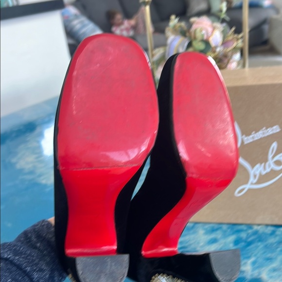 Christian Louboutin Black Velvet Heels size 37 - Picture 7 of 13